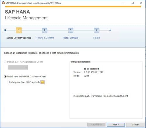 SAP HANA Client Install - 2